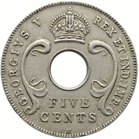 1914 5 Cents Uganda Coin East Africa George V
