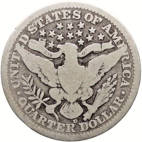 1914 D Quarter Dollar Barber USA Coin Silver