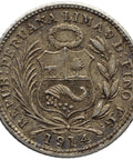 1914 FG Half Dinero Peru Coin Silver