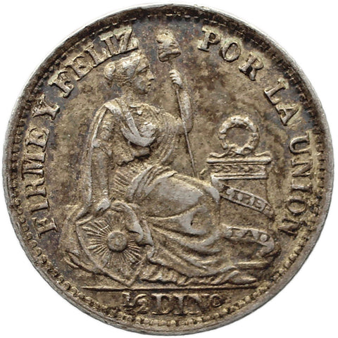 1914 FG Half Dinero Peru Coin Silver