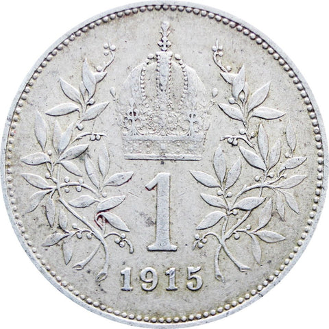 1915 1 Corona Austria – Habsburg Franz Joseph I Silver Coin
