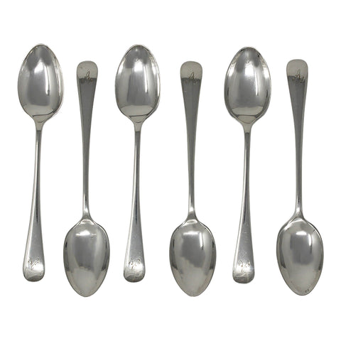 1915 Antique George V Era Sterling Silver Set Six Tea Spoons Original Case Silversmith John Roberts Sheffield Hallmarks