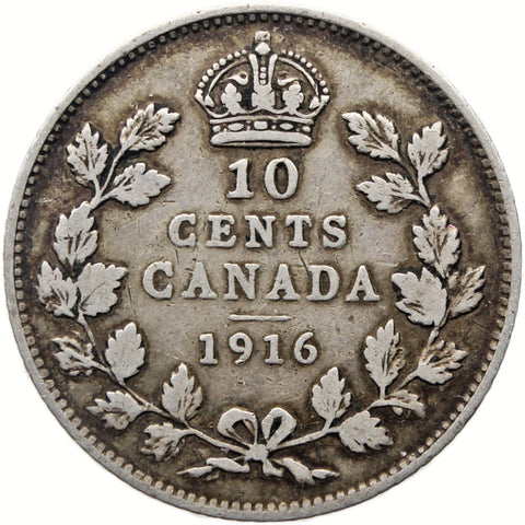 1916 10 Cents Canada Coin George V Silver
