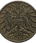 1916 2 Heller Austria Coin Karl I