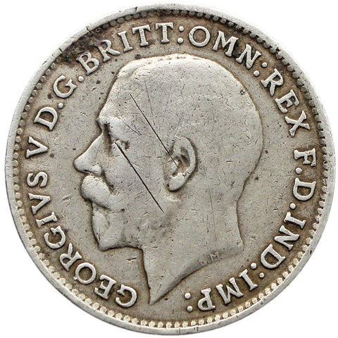 1916 3 Pence George V Silver Coin United Kingdom