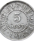 1916 5 Centimes Belgium Coin German Occupation Coinage