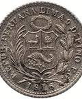 1916 FG Half Dinero Peru Coin Silver