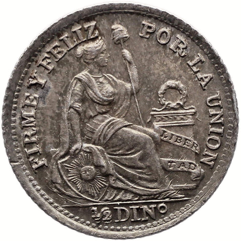 1916 FG Half Dinero Peru Coin Silver