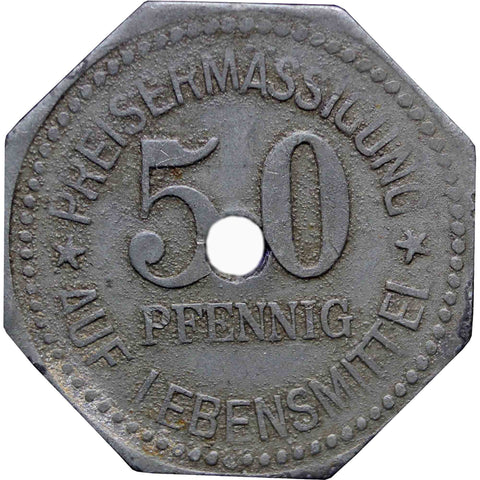 1916 Germany 50 Pfennig Stad Eschweiler Coin Rheinprovinz