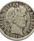 1916 S One Dime United States Barber Coin Silver