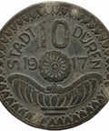1917 10 Pfennig Düren Stadt, Rheinprovinz Germany Coin Munich Notgeld