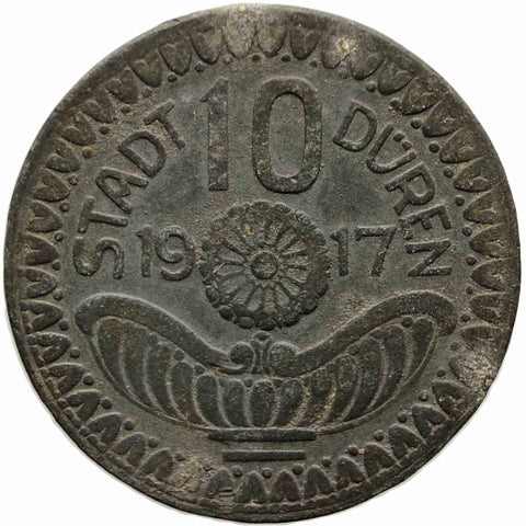 1917 10 Pfennig Düren Stadt, Rheinprovinz Germany Coin Munich Notgeld