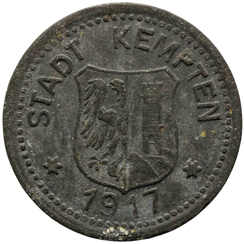 1917 10 Pfennig German Coin Kempten Stadt, Bayern Notgeld