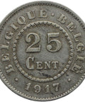1917 25 Cents Belgium German Occupation Coinage