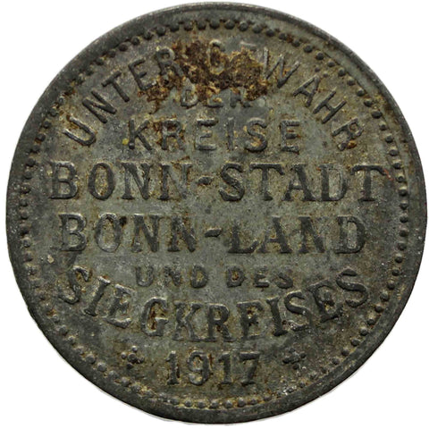 1917 5 Pfennig German Coin Bonn - Siegkreis Stadt - , Land - und Siegkreis, Rheinprovinz Notgeld