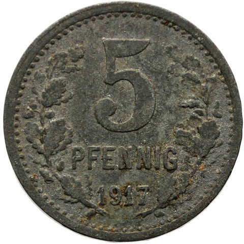 1917 5 Pfennig German Coin Bonn - Siegkreis Stadt - , Land - und Siegkreis, Rheinprovinz Notgeld