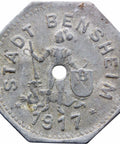 1917 5 Pfennig Germany Notgeld Bensheim Stadt, Hessen Coin