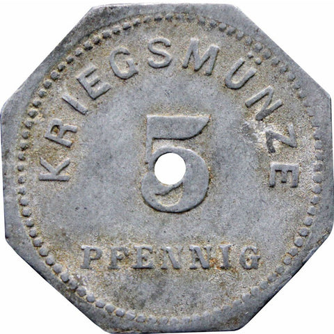 1917 5 Pfennig Germany Notgeld Bensheim Stadt, Hessen Coin
