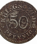 1917 50 Pfennig German Coin Solingen Gemeinden Rhine Province Rheinprovinz Notgeld Sword in Hand