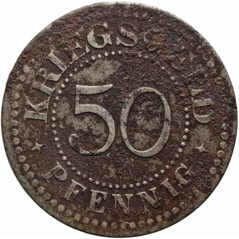 1917 50 Pfennig German Coin Solingen Gemeinden Rhine Province Rheinprovinz Notgeld Sword in Hand