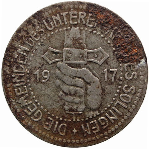 1917 50 Pfennig German Coin Solingen Gemeinden Rhine Province Rheinprovinz Notgeld Sword in Hand