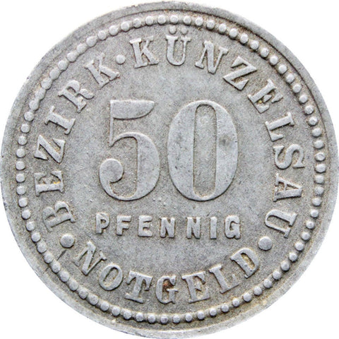 1917 50 Pfennig Künzelsau Stadt Bezirk, Württemberg Notgeld Germany Coin