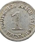 1917 G 1 Pfennig Germany 1 Pfennig Wilhelm II type 1 large shield