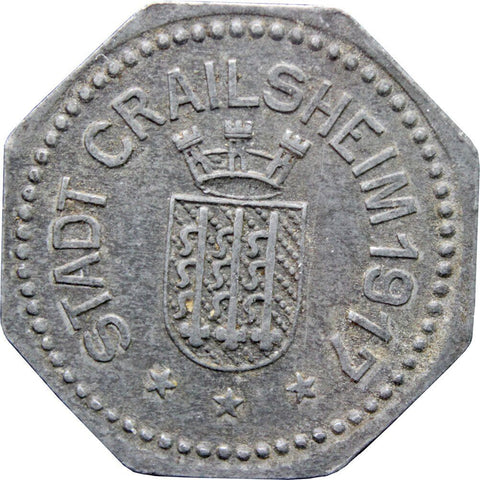 1917 Notgeld 50 Pfennig Stadt Crailsheim Germany Coin