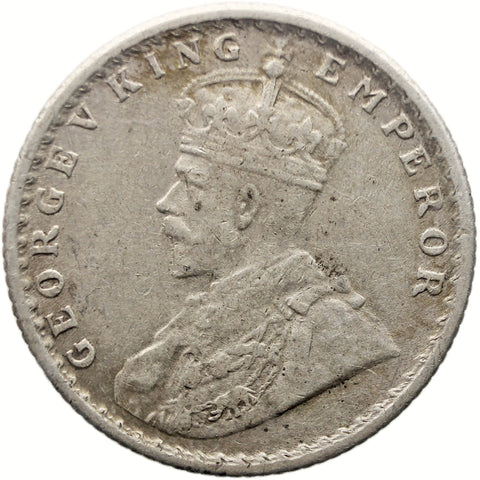 1917 Quarter Rupee British India Coin George V Silver Calcutta Mint