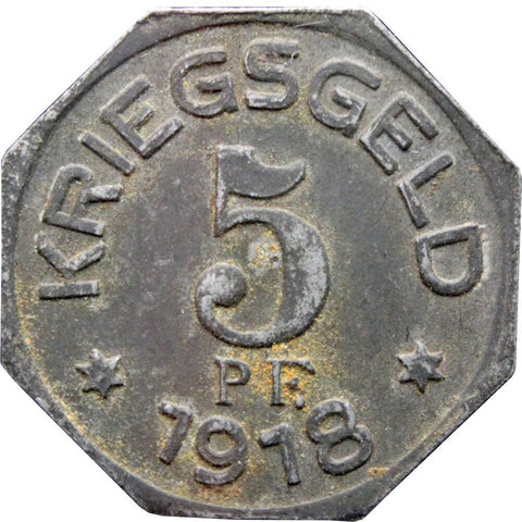 1918 5 Pfennig Gaildorf Stadt Oberamtsbezirk, Württemberg Notgeld Germany Coin