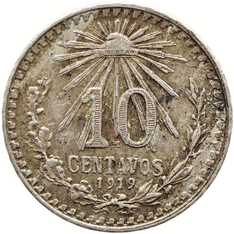 1919 10 Centavos Mexico Coin Silver