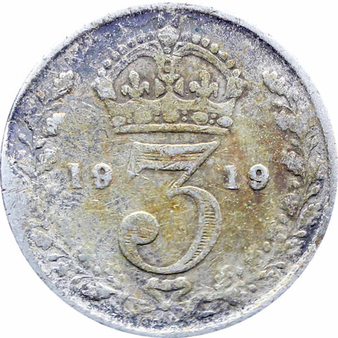 1919 3 Pence George V Silver Coin Maundy Coinage United Kingdom
