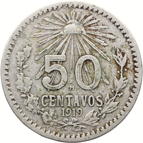 1919 50 Centavos Mexico Coin Silver