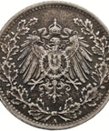 1919 A Half Mark Germany Coin Wilhelm II Silver Berlin Mint