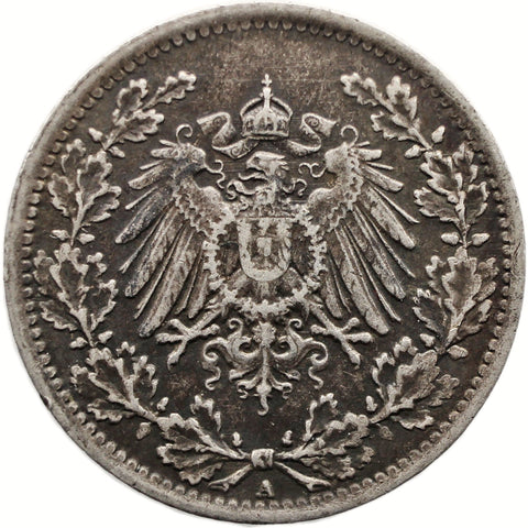 1919 A Half Mark Germany Coin Wilhelm II Silver Berlin Mint