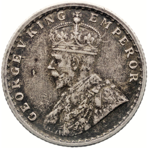 1919 Quarter Rupee British India Coin George V Silver Calcutta Mint