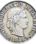 1919 Switzerland 5 Rappen Coin