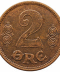 1920 2 Ore Denmark Coin Christian X