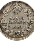 1920 5 Cent Canada Coin George V Silver