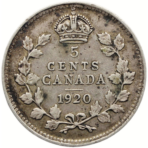 1920 5 Cent Canada Coin George V Silver