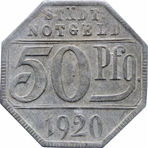 1920 Notgeld 50 Pfennig Stadt Crailsheim Germany Coin