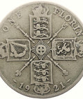 1921 1 Florin George V Coin UK Silver