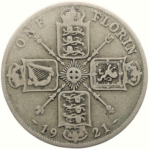 1921 1 Florin George V Coin UK Silver