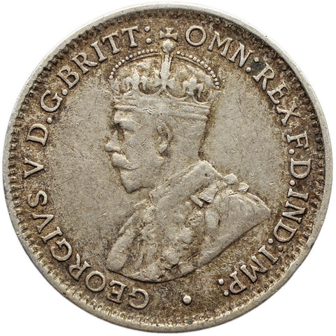 1921 M 3 Pence Australia Coin George V Silver Melbourne Mint