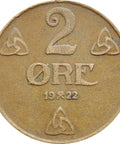 1922 2 Øre Norway Haakon VII Coin