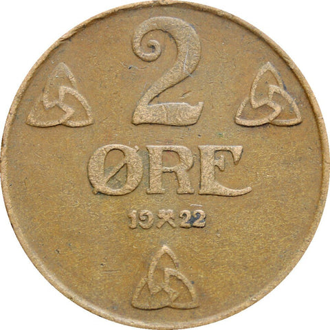 1922 2 Øre Norway Haakon VII Coin