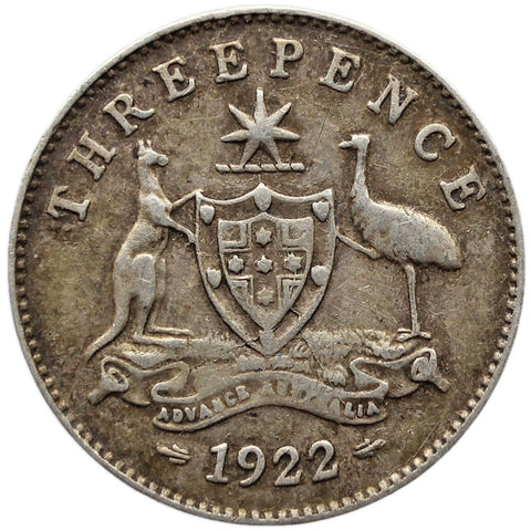 1922 3 Pence Australia Coin George V Silver