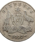1922 6 Pence Australia Coin George V Silver
