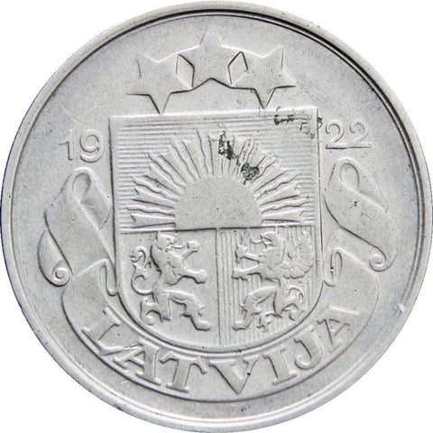 1922 Latvia 20 Santimu Coin