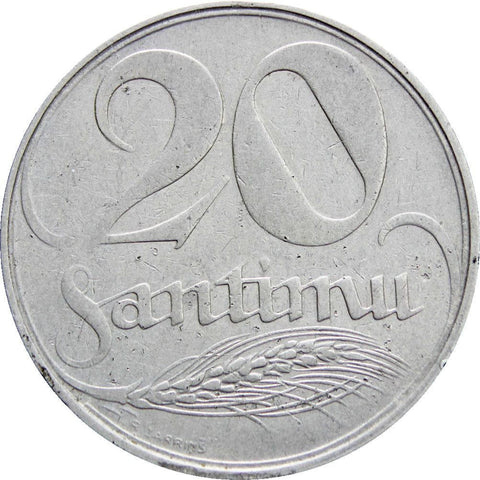1922 Latvia 20 Santimu Coin